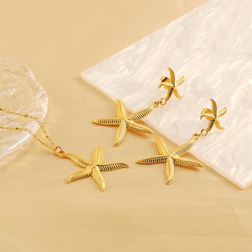 Fashion Stainless Steel Jewelry Sets, 304 Stainless Steel, Starfish, 18K gold plated, fashion jewelry & different styles for choice & for woman, Sold By PC