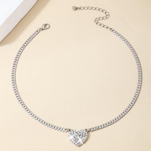 Tibetan Style Jewelry Necklace, Heart, plated, micro pave cubic zirconia & for woman, more colors for choice, Sold By PC