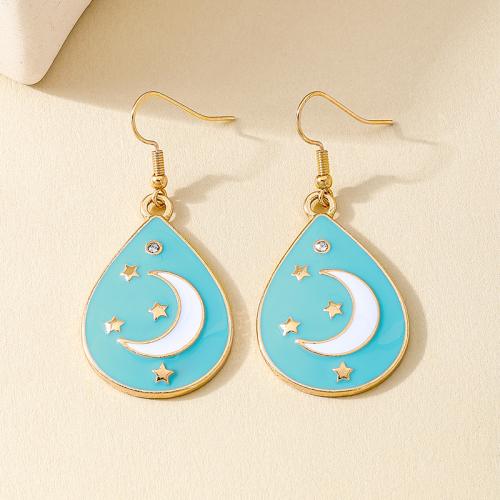 Boucles d'oreilles en alliage de zinc, Placage, pour femme & émail, bleu, Vendu par paire