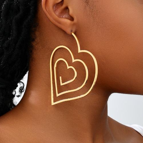 Tibetan Style Stud Earring, Heart, plated, for woman, gold, Sold By Pair