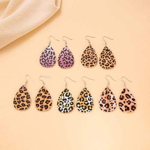 Acrylic Jewelry Earring, for woman & leopard pattern, more colors for choice, Sold By Pair