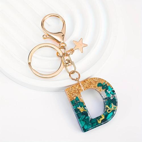 Bag Purse Charms Keyrings Keychains, Resin, with turquoise, portable & letters are from A to Z & multifunctional & different styles for choice, golden, Sold By PC