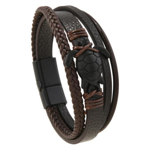 PU Leather Cord Bracelets, handmade, fashion jewelry & for man, more colors for choice, Sold By PC