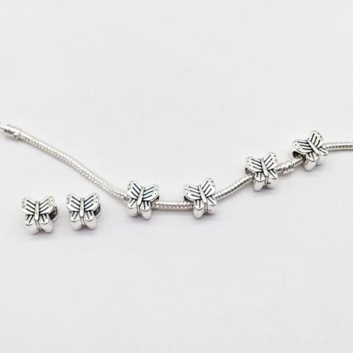 Tibetan Style Animal Beads, Butterfly, antique silver color plated, DIY, 11x12mm, 100PCs/Bag, Sold By Bag