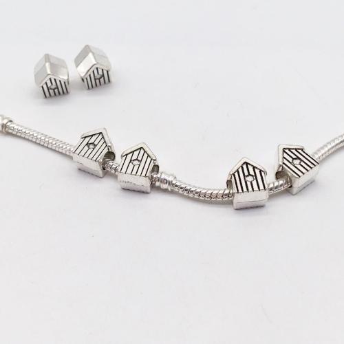 Tibetan Style Jewelry Beads, House, antique silver color plated, DIY, 11x9mm, 100PCs/Bag, Sold By Bag