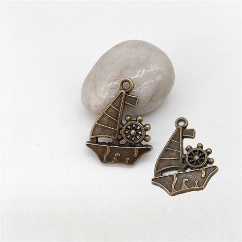 Vehicle Shaped Tibetan Style Pendants, Sail Boat, antique bronze color plated, DIY, 28x22mm, 100PCs/Bag, Sold By Bag