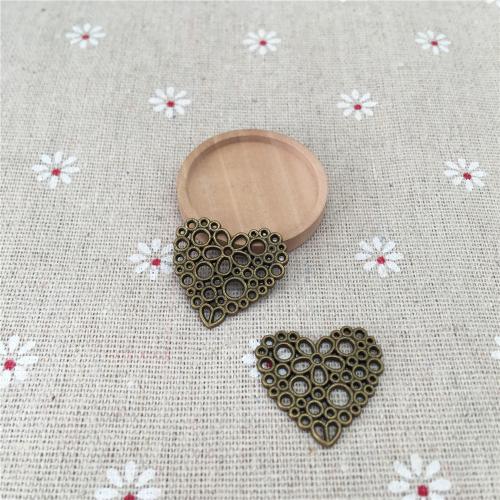 Tibetan Style Heart Pendants, antique bronze color plated, DIY, 25x23mm, 100PCs/Bag, Sold By Bag