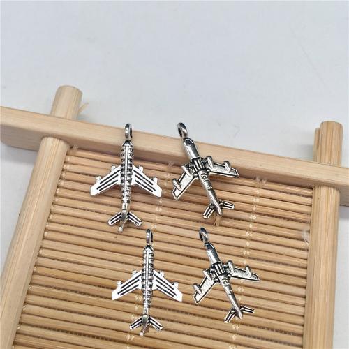 Vehicle Shaped Tibetan Style Pendants, Airplane, antique silver color plated, DIY, 22x15x5mm, 100PCs/Bag, Sold By Bag