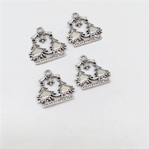 Tibetan Style Pendants, Christmas Tree, antique silver color plated, DIY, 24x21mm, 100PCs/Bag, Sold By Bag