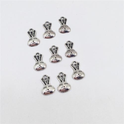 Tibetan Style Animal Pendants, Rabbit, antique silver color plated, DIY, 10x15mm, 100PCs/Bag, Sold By Bag