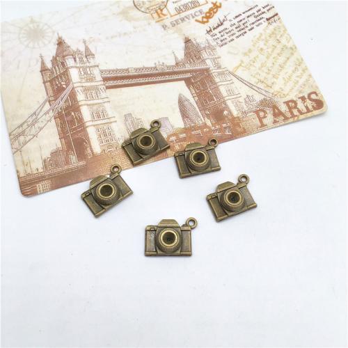 Pendentifs en alliage de zinc, appareil photo, Plaqué de couleur de bronze antique, DIY, 21x16mm, 100PC/sac, Vendu par sac