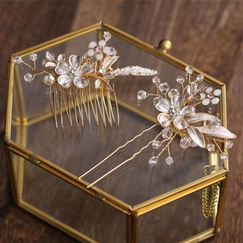 Mixed Hair Accessories, Tibetan Style, hair comb & hair stick, with Crystal, 2 pieces & fashion jewelry & for woman, Hair comb 7*5cm, hairpin 8cm, Sold By Set