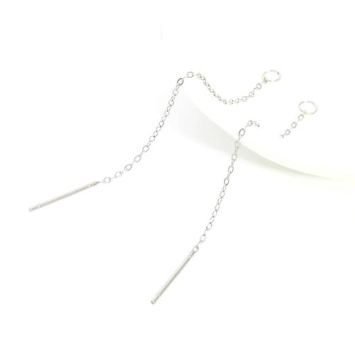 304 Stainless Steel Thread Through Earrings, different length for choice, original color, Sold By PC