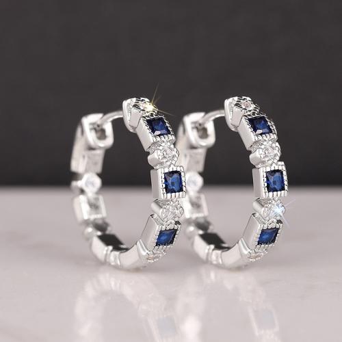 Boucles d'oreilles en laiton zircon cubique pavent, bijoux de mode & pavé de micro zircon & pour femme, 16mm, Vendu par paire