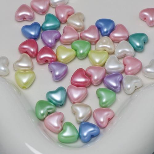 Acrylic Jewelry Beads, Heart, DIY, mixed colors, 10x10x6.50mm, Hole:Approx 1.5mm, Approx 1300PCs/Bag, Sold By Bag