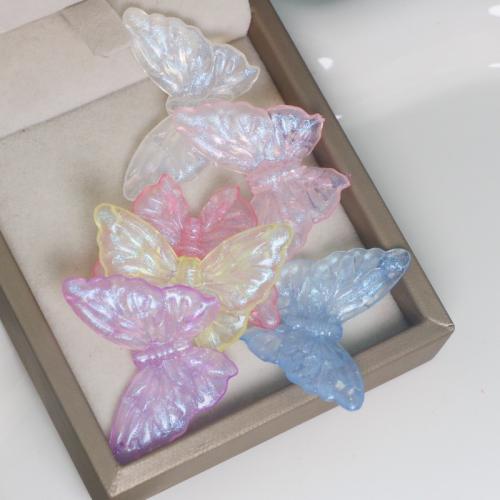 Acrylic Jewelry Beads, Butterfly, DIY, mixed colors, 35x33x8mm, Hole:Approx 1.5mm, Approx 240PCs/Bag, Sold By Bag