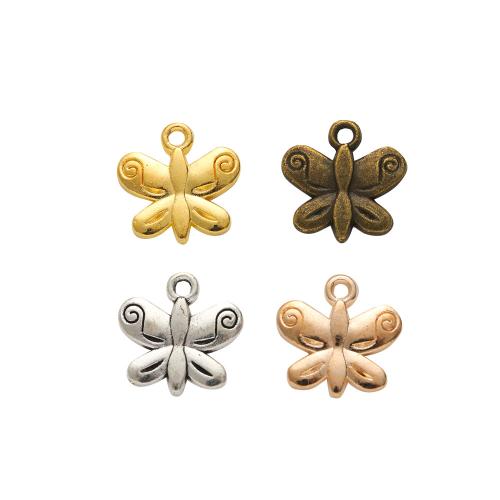 Tibetan Style Animal Pendants, Butterfly, plated, DIY, more colors for choice, nickel, lead & cadmium free, 13x13x1mm, Approx 200PCs/Bag, Sold By Bag