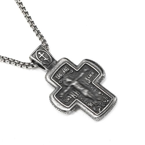 Titanium Steel Necklace, Cross, silver color plated, fashion jewelry & different styles for choice, silver color, Sold By PC