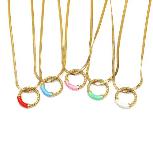 Titanium Steel Necklace, with 5cm extender chain, gold color plated, fashion jewelry & enamel, more colors for choice, 22x21mm, Length:45 cm, Sold By PC