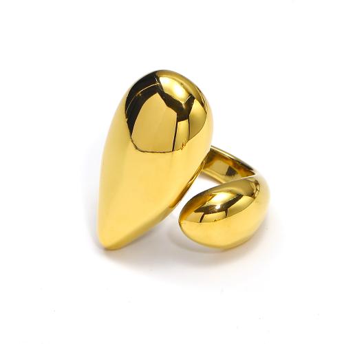 Titanium Steel Finger Ring, gold color plated, fashion jewelry, golden, Sold By PC