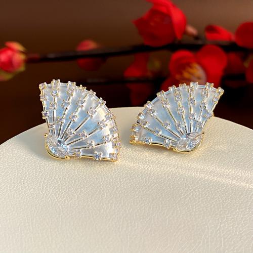 Boucles d'oreilles en laiton zircon cubique pavent, Placage, bijoux de mode & pavé de micro zircon & émail, plus de couleurs à choisir, protéger l'environnement, sans nickel, plomb et cadmium, 17x25mm, Vendu par paire