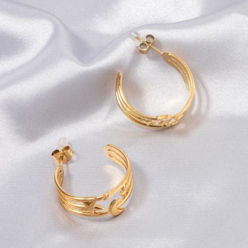 Titanium Steel  Earring, plated, for woman, gold, Sold By Pair