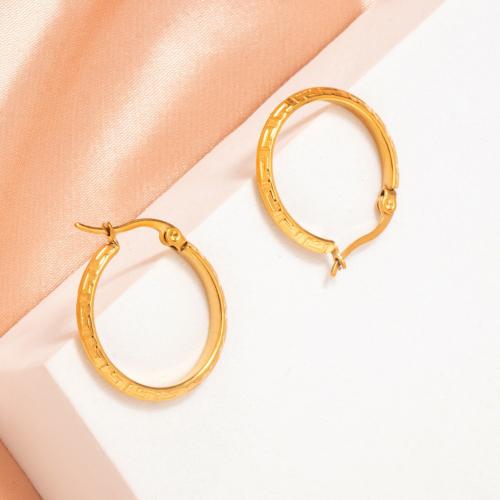 Titanium Steel  Earring, plated, for woman, gold, Sold By Pair