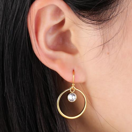 Boucle d'oreille Acier Titane, Placage, pavé de micro zircon & pour femme, plus de couleurs à choisir, Vendu par paire