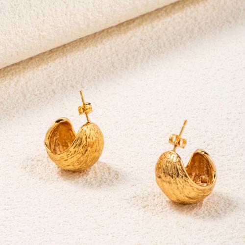 Titanium Steel  Earring, plated, for woman, gold, Sold By Pair