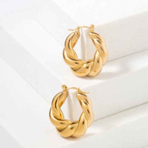 Titanium Steel  Earring, plated, for woman, gold, Sold By Pair