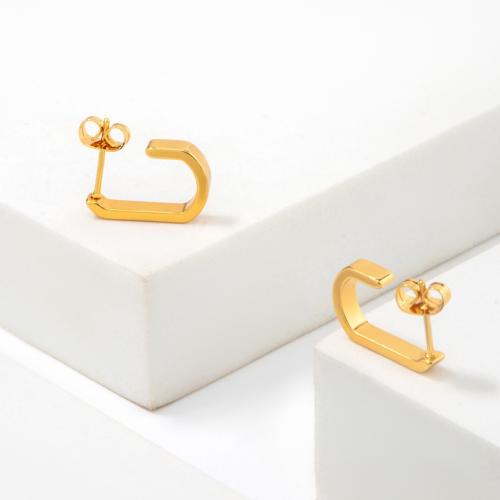 Titanium Steel  Earring, plated, for woman, gold, Sold By Pair