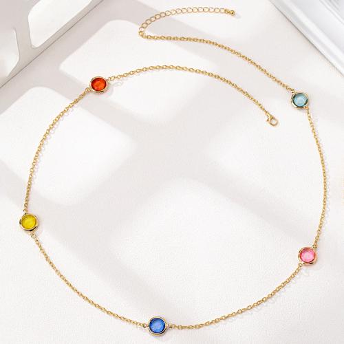 Tibetan Style Sweater Chain Necklace, plated, micro pave cubic zirconia & for woman, gold, Sold By PC