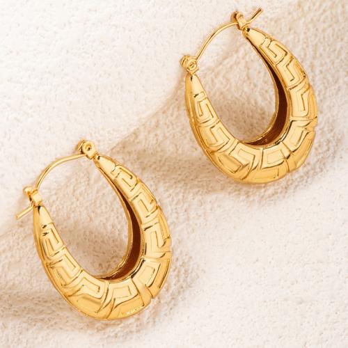 Titanium Steel  Earring, plated, for woman, gold, Sold By Pair