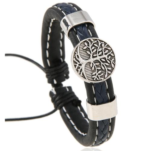 PU Leather Cord Bracelets, with Tibetan Style, handmade, vintage & for man, more colors for choice, Sold By PC