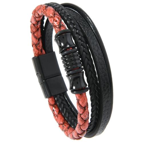 PU Leather Cord Bracelets, with Tibetan Style, vintage & for man, more colors for choice, Sold By PC