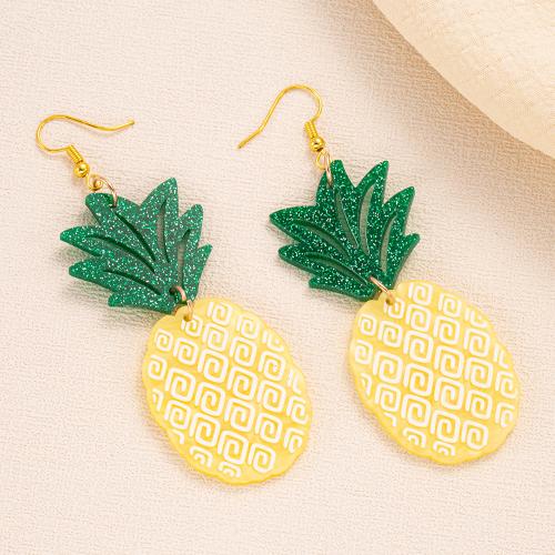 Acrylic Jewelry Earring, for woman, golden, Sold By Pair