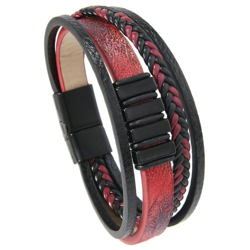 PU Leather Cord Bracelets, with Tibetan Style, polished, gradient color & for man, more colors for choice, Sold By PC