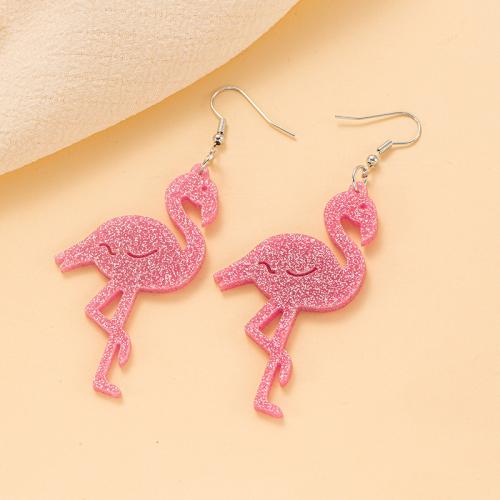 Acrylic Jewelry Earring, for woman, pink, Sold By Pair