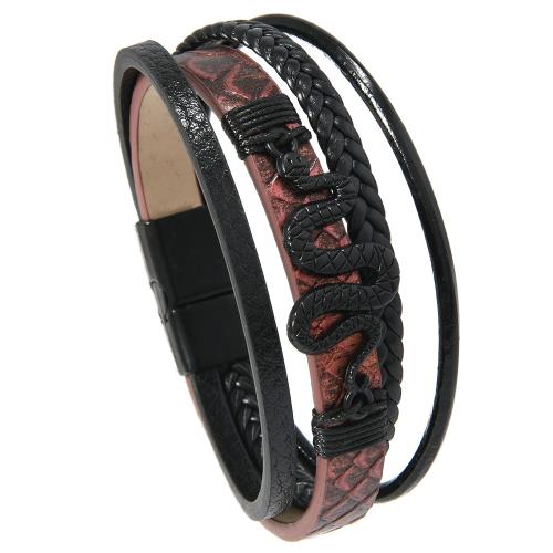 PU Leather Cord Bracelets, with Tibetan Style, multilayer & for man, more colors for choice, Sold By PC