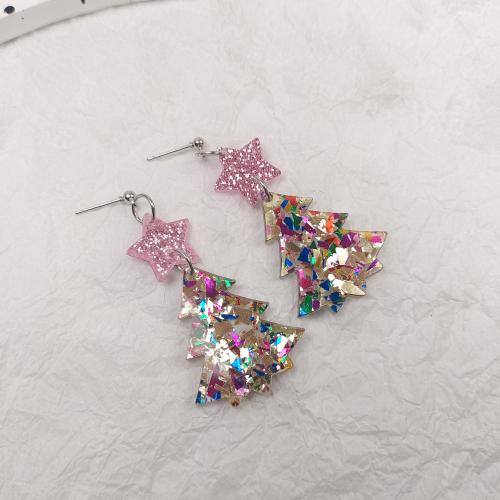 Acrylic Jewelry Earring, with Sequins, fashion jewelry & for woman, pink, Sold By Pair