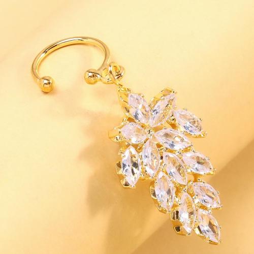 Fashion Personality Body Piercing Jewelry And Accessories, Brass, for woman & with rhinestone, golden, 45x11mm, Sold By PC