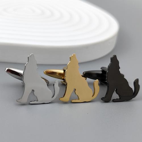 Cufflinks, 304 Stainless Steel, Wolf, for man, more colors for choice, 19x16mm, Sold By Pair