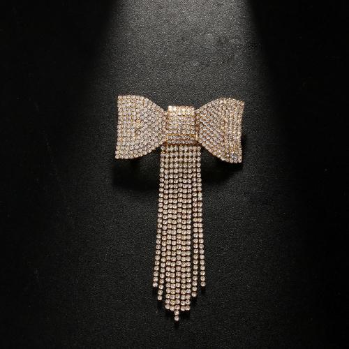 Brass Bowkont Hair Clip, for woman & with rhinestone, more colors for choice, 120x70mm, Sold By PC