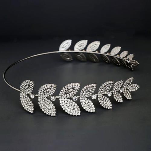 Hair Bands, Brass, for woman & with rhinestone, silver color, 100x80mm, Sold By PC