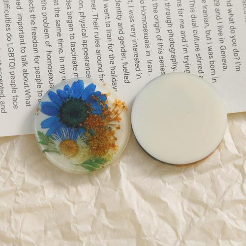 Hair Accessories DIY Findings, Resin, with Dried Flower, epoxy gel, more colors for choice, 30x4mm, Sold By PC