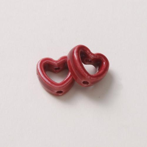 Porcelain Jewelry Beads, Heart, polished, DIY, more colors for choice, 14x12mm, Sold By PC