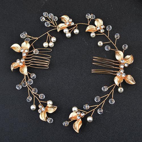 Decorative Hair Combs, Tibetan Style, with brass wire & Crystal & Rhinestone & Plastic Pearl, fashion jewelry & for woman, 320mm, Sold By PC