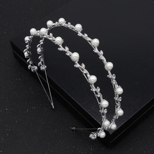 Hair Bands, Tibetan Style, with Rhinestone & Plastic Pearl, fashion jewelry & for woman, silver color, diameter 130mm, Sold By PC