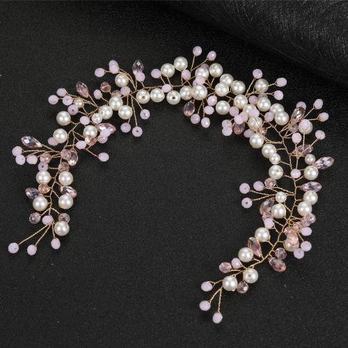 Headband, Plastic Pearl, with brass wire & Crystal, fashion jewelry & for woman, more colors for choice, 320mm, Sold By PC