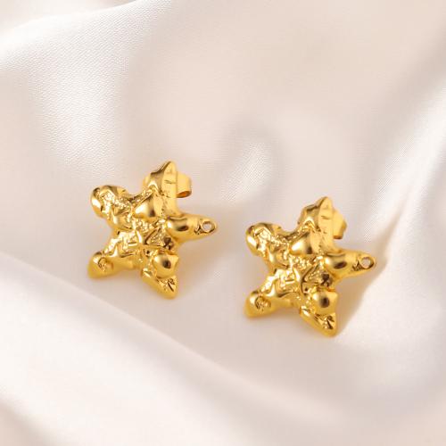 Stainless Steel Stud Earrings, 304 Stainless Steel, Star, 18K gold plated, fashion jewelry & for woman, golden, 20x20mm, Sold By Pair